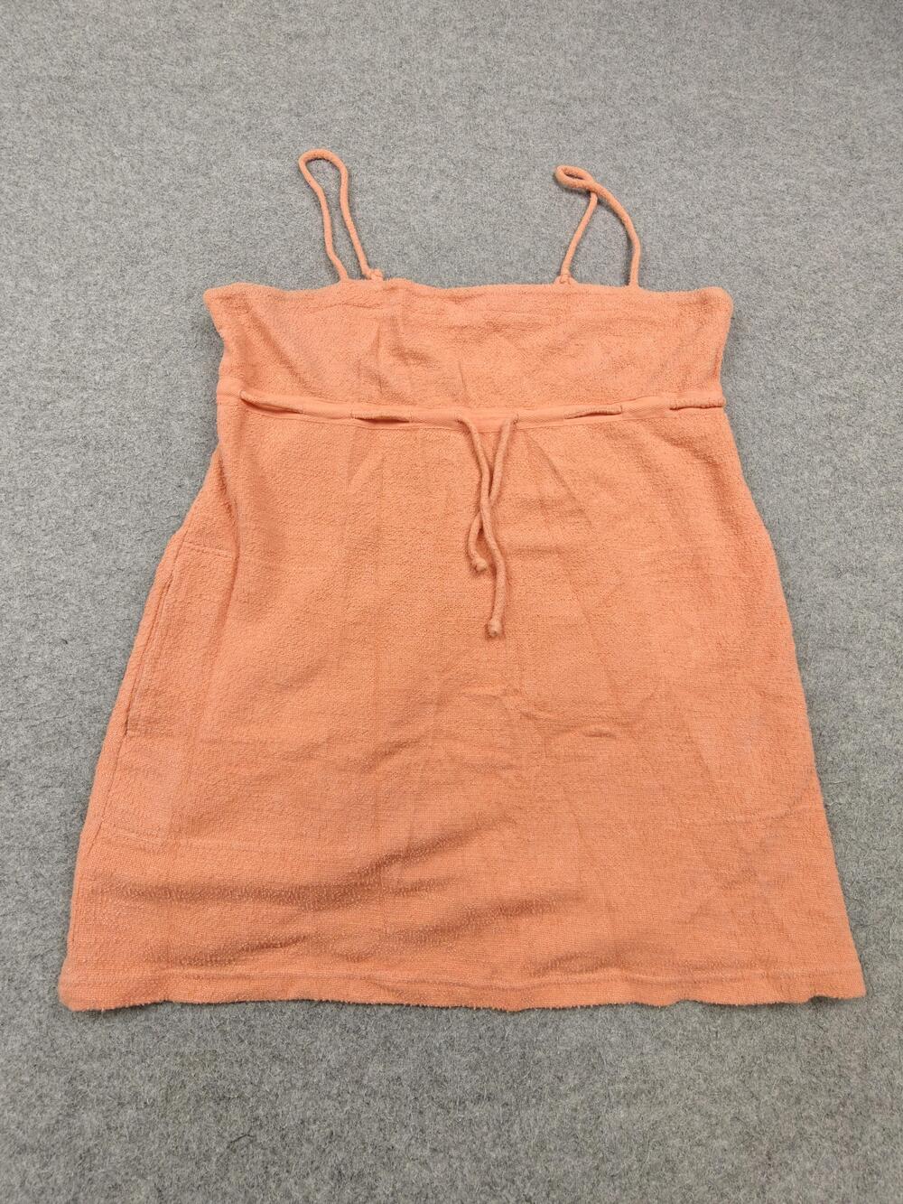 Free People Beach Sundress Womens Large Orange Terry Square Neck Strappy